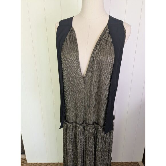 Sabina Musayev Black  & Gold Ray Metallic Dress - Large - Shoulder ties - Picture 6 of 11